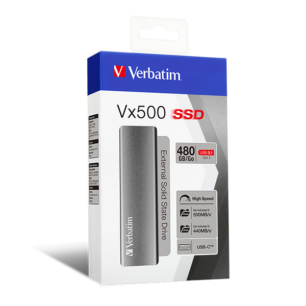 Verbatim SSD disk 480 GB Vx500, USB 3.1 Gen 2 Solid State Drive externý, sivý