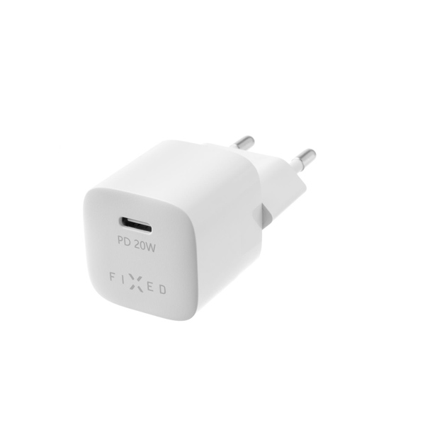 FIXED Mini charger set with USB-C output andUSB-C/Lightning, PD, MFI, 1 m, 20W, white