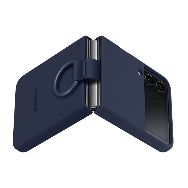 Zadný kryt Silicone Cover s držiakom na prst pre Samsung Galaxy Z Flip4, námornícka modrá