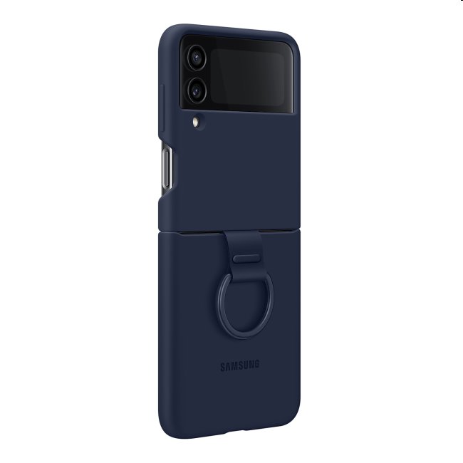 Zadný kryt Silicone Cover s držiakom na prst pre Samsung Galaxy Z Flip4, námornícka modrá