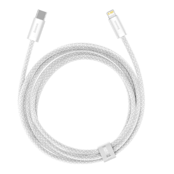 Baseus rýchlo nabíjací dátový kábel USB-C/Lightning 2 m, biely