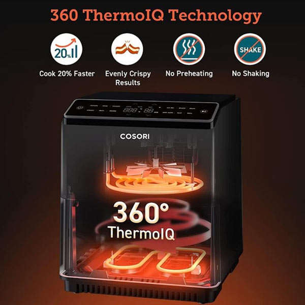 Cosori Dual Blaze 6.4L SMART teplovzdušná  fritéza, čierna