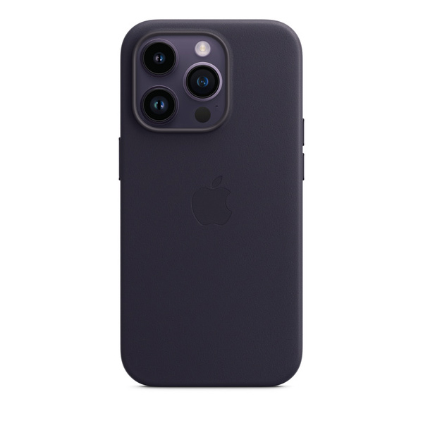 Kožený zadný kryt pre Apple iPhone 14 Pro s MagSafe, atramentovo fialová
