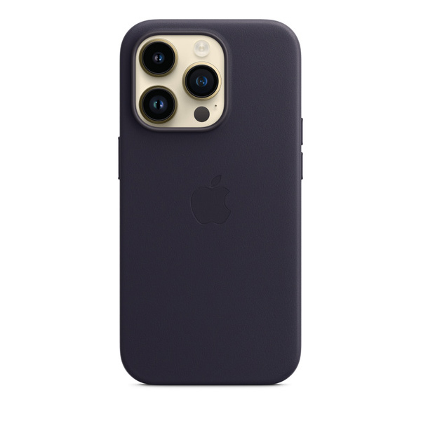 Kožený zadný kryt pre Apple iPhone 14 Pro s MagSafe, atramentovo fialová