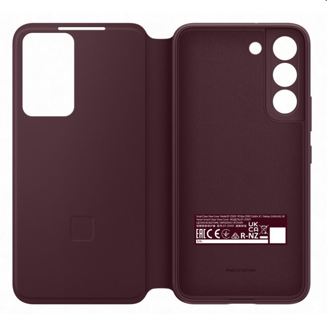 Puzdro Clear View Cover pre Samsung Galaxy S22 Plus, burgundy