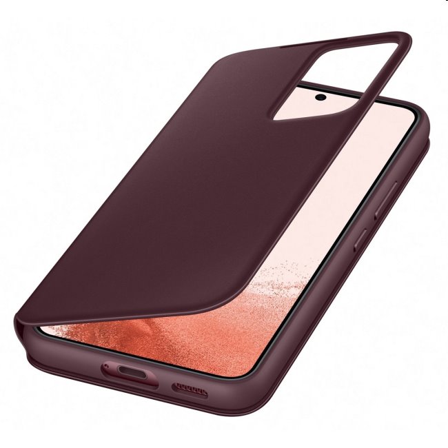 Puzdro Clear View Cover pre Samsung Galaxy S22 Plus, burgundy