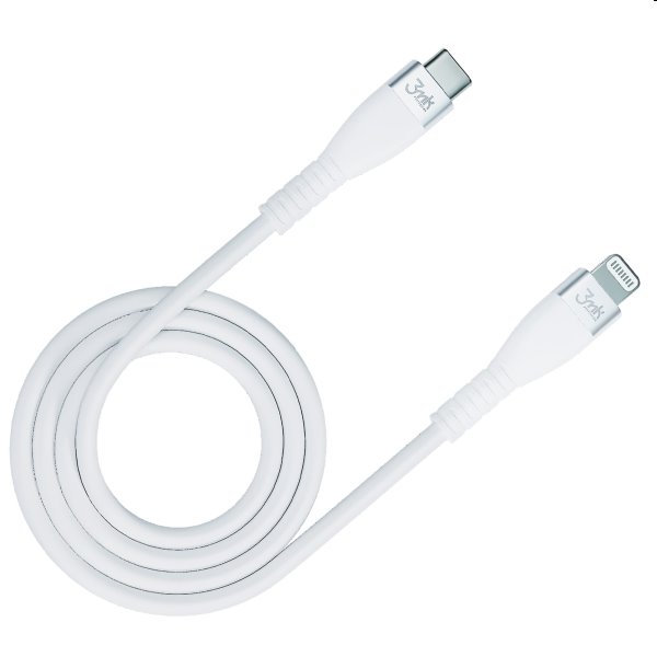 3mk Hyper silikónový kábel USB-C/Lightning MFI 1m, 20 W, biely