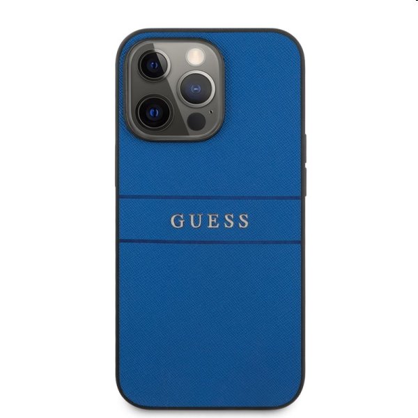 Zadný kryt Guess PU Leather Saffiano pre Apple iPhone 13 Pro, modrá