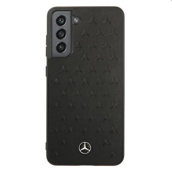 Zadný kryt Mercedes Genuine Leather Quilted pre Samsung Galaxy S21 FE 5G, čierna