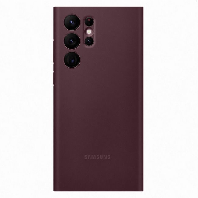 Knižkové puzdro Clear View pre Samsung Galaxy S22 Ultra, vínové