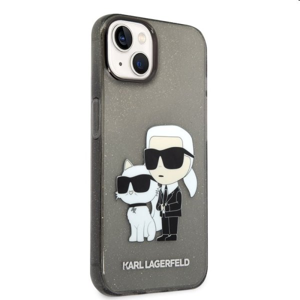 Puzdro Karl Lagerfeld MagSafe IML Glitter Karl and Choupette NFT pre Apple iPhone 14, čierne