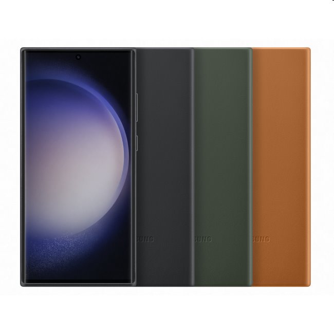 Zadný kryt Leather Cover pre Samsung S23 Ultra, hnedá