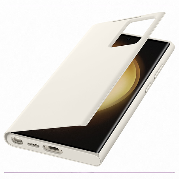 Puzdro Smart View Wallet pre Samsung Galaxy S23 Ultra, cream