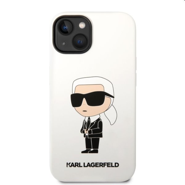 Zadný kryt Karl Lagerfeld Liquid Silicone Ikonik NFT pre Apple iPhone 14 Plus, biela