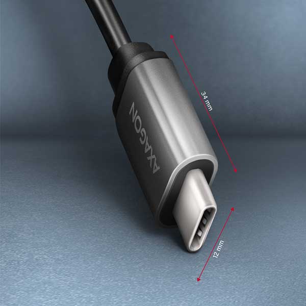 AXAGON RUCM-AFAC USB 3.2 Gen 1 Type-C (M) > Type-A (F), káblová redukcia 0,2 m, 3A, ALU
