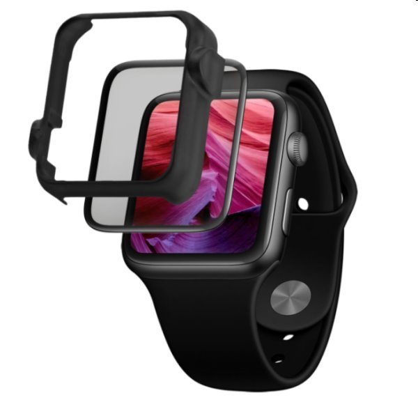 FIXED 3D Ochranné tvrdené sklo s aplikátorom pre Apple Watch Series 7 41 mm, čierna
