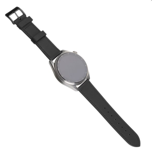 FIXED Kožený remienok s Quick Release so šírkou 22 mm pre inteligentné hodinky, čierna