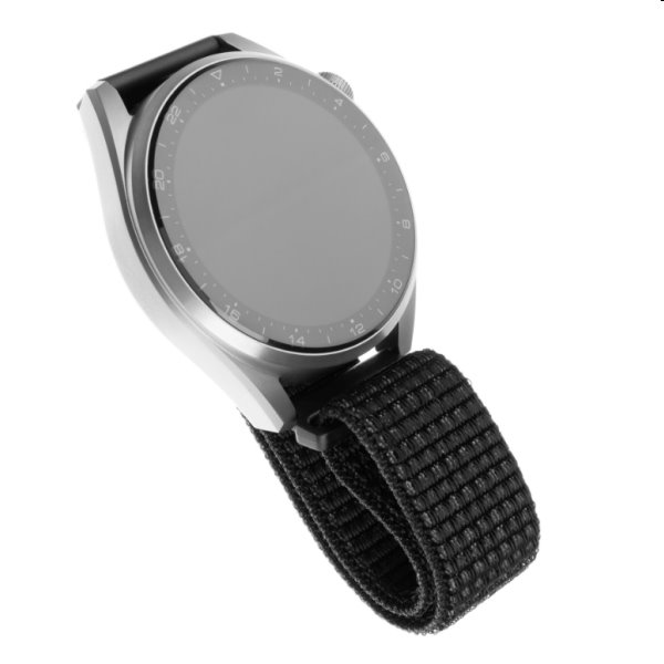 FIXED Nylonový remienok pre inteligentné hodinky 22 mm, reflexne čierna