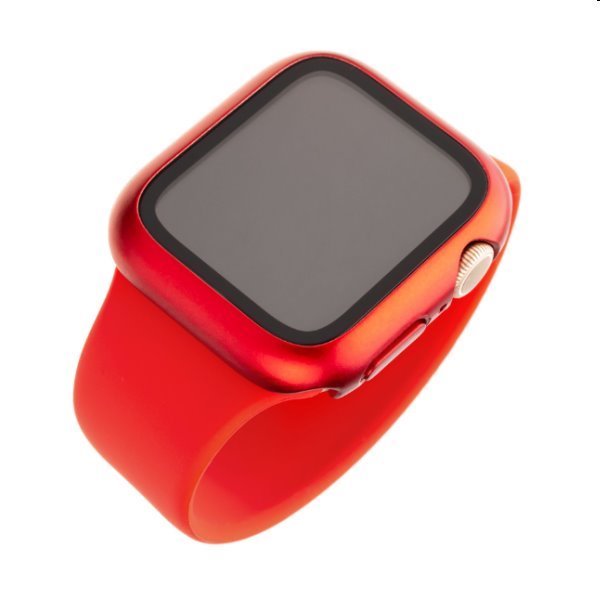 FIXED Pure Plus ochranné puzdro s temperovaným sklom pre Apple Watch 44 mm, červená
