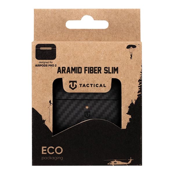 Kryt na slúchadlá Tactical Aramid Fiber Slim Airpods Pro 2, čierne