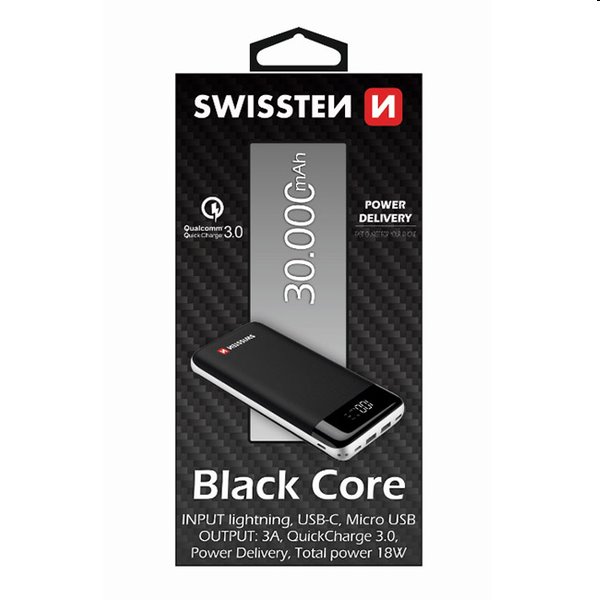 Swissten Black Core Slim Powerbank 30.000 mAh + Popsockets Donald Pop Art