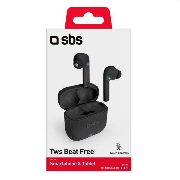 SBS Bezdrôtové slúchadlá TWS Beat Free s nabíjacím puzdrom 200 mAh, čierna
