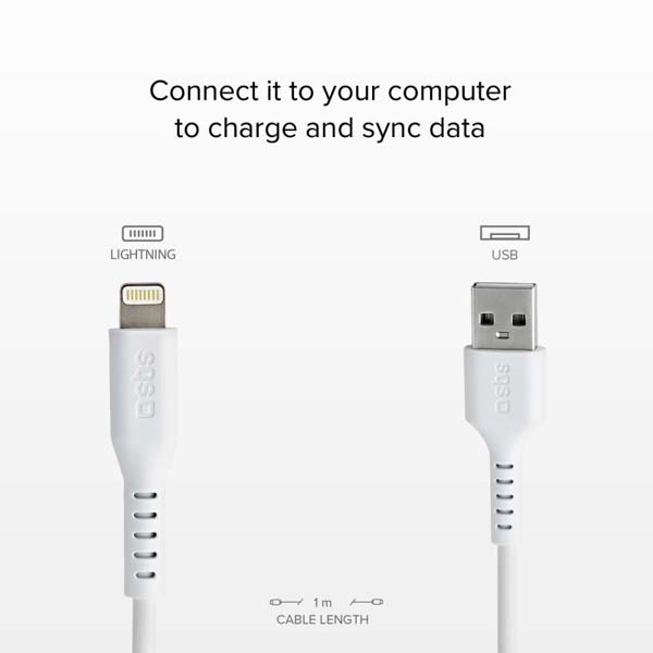 SBS Kábel USB 2.0/Lightning C-89, 1 m, biela