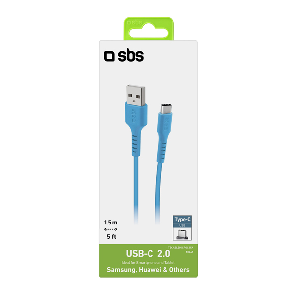 SBS Kábel USB 2.0/USB-C, 1,5 m, modrá