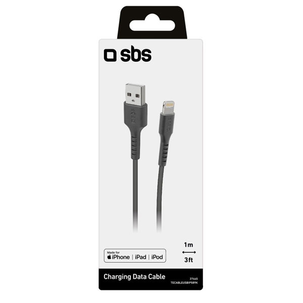 SBS Kábel USB/Lightning C-89, 1 m, čierna