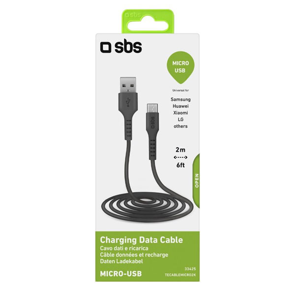 SBS Kábel USB/Micro-USB, 2 m, čierna