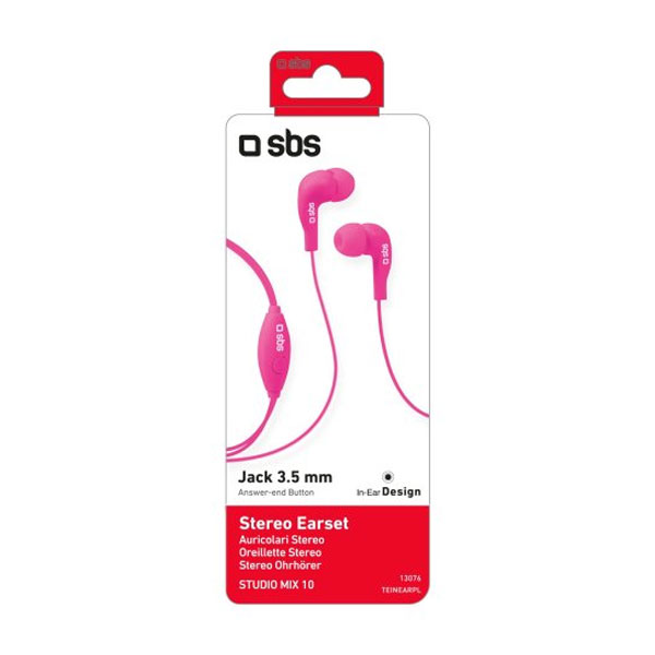 SBS Studio Mix 10 In-Ear Stereo Earset with Microphone, pink