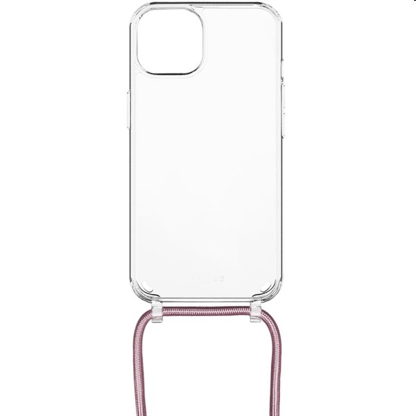 Zadný kryt FIXED Pure Neck so šnúrkou na krk pre Apple iPhone 12/12 Pro, ružová