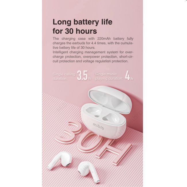 Mibro Earbuds 4 bezdrôtové slúchadlá TWS, ružová