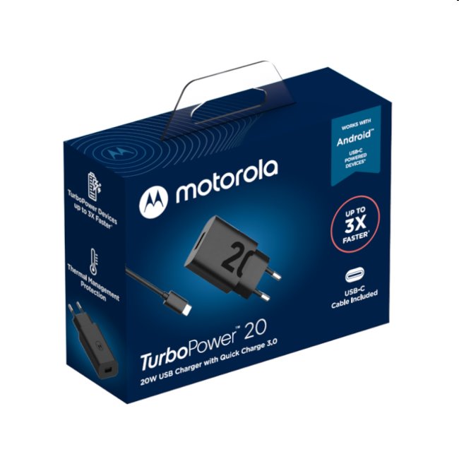 Rýchlonabíjačka Motorola TurboPower 20 W s káblom, čierna