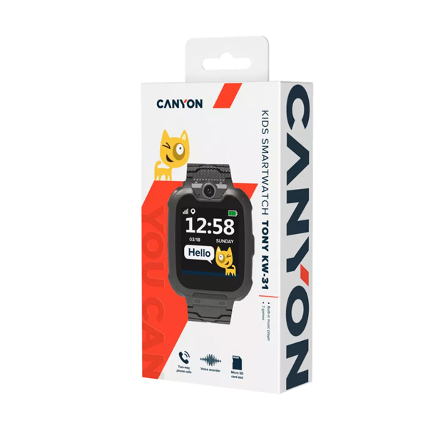 Canyon KW-31, Tony, smart hodinky pre deti, čierne