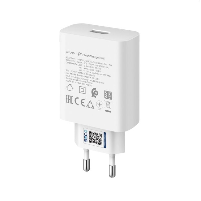 Rýchlonabíjačka Vivo FlashCharge 44W s USB-C káblom, white
