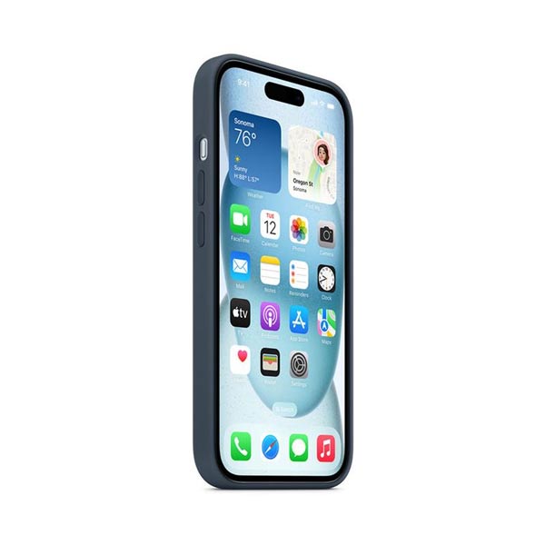 Silikónový zadný kryt pre Apple iPhone 15 Plus s MagSafe, búrkovo modrá