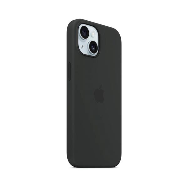 Silikónový zadný kryt pre Apple iPhone 15 s MagSafe, čierna