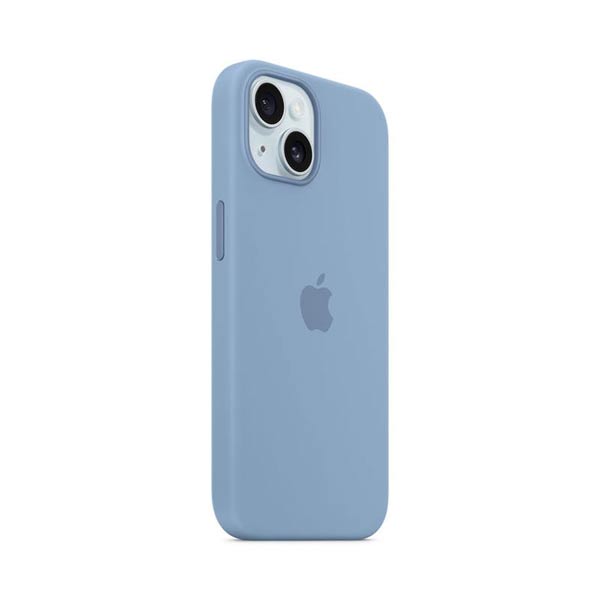 Silikónový zadný kryt pre Apple iPhone 15 s MagSafe, ľadovo modrá