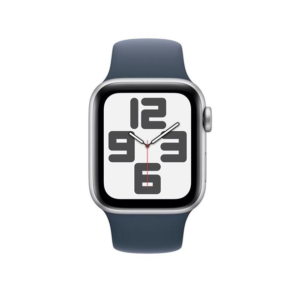 Apple Watch SE GPS 44mm strieborná , hliníkové puzdro so športovým remienkom burková modrá - M/L
