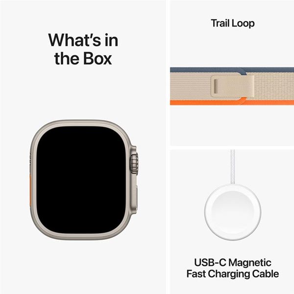 Apple Watch Ultra 2 GPS , 49mm , titánové puzdro  s trailovým remienkom oranžová/béžová - S/M