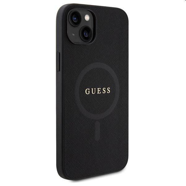 Puzdro Guess PU Saffiano MagSafe pre Apple iPhone 15, čierne