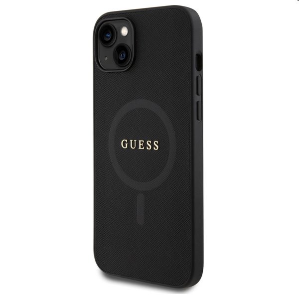 Puzdro Guess PU Saffiano MagSafe pre Apple iPhone 15, čierne