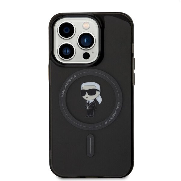 Zadný kryt Karl Lagerfeld IML Ikonik MagSafe pre Apple iPhone 15 Pro, čierna