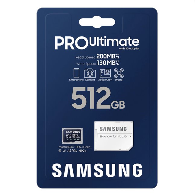 Samsung PRO Ultimate Micro SDXC 512 GB, SD adaptér