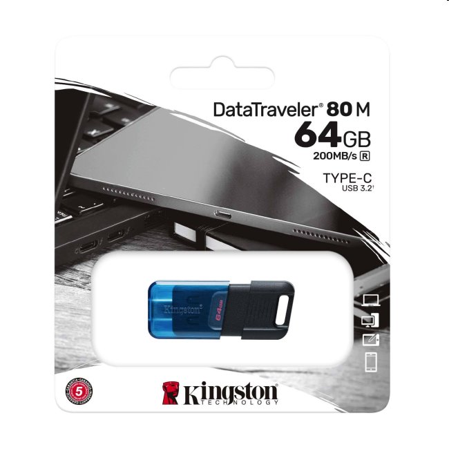 USB kľúč Kingston DataTraveler 80 M, 64 GB, USB-C 3.2 (gen 1)