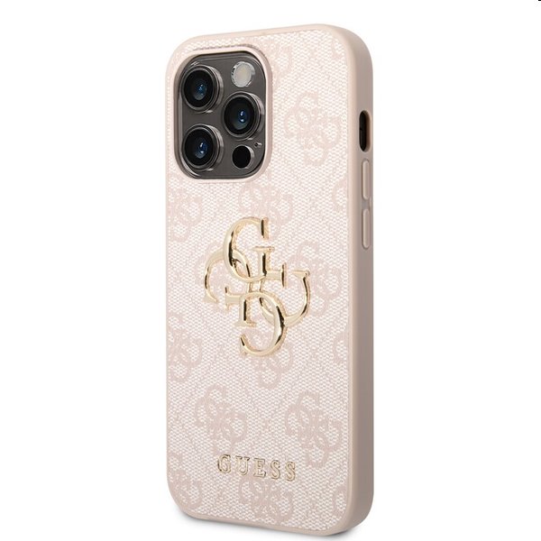 Zadný kryt Guess PU 4G Metal Logo pre iPhone 15 Pro, ružová