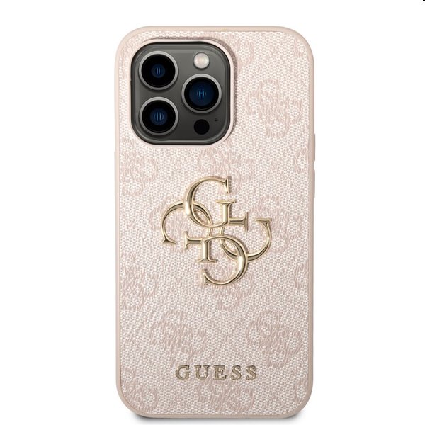 Zadný kryt Guess PU 4G Metal Logo pre iPhone 15 Pro, ružová