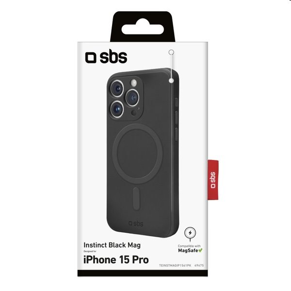 Zadný kryt SBS Instinct s MagSafe pre Apple iPhone 15 Pro, čierna