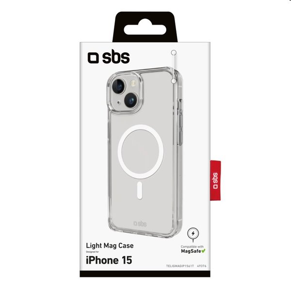 Zadný kryt SBS Light Mag s MagSafe pre Apple iPhone 15, transparentná